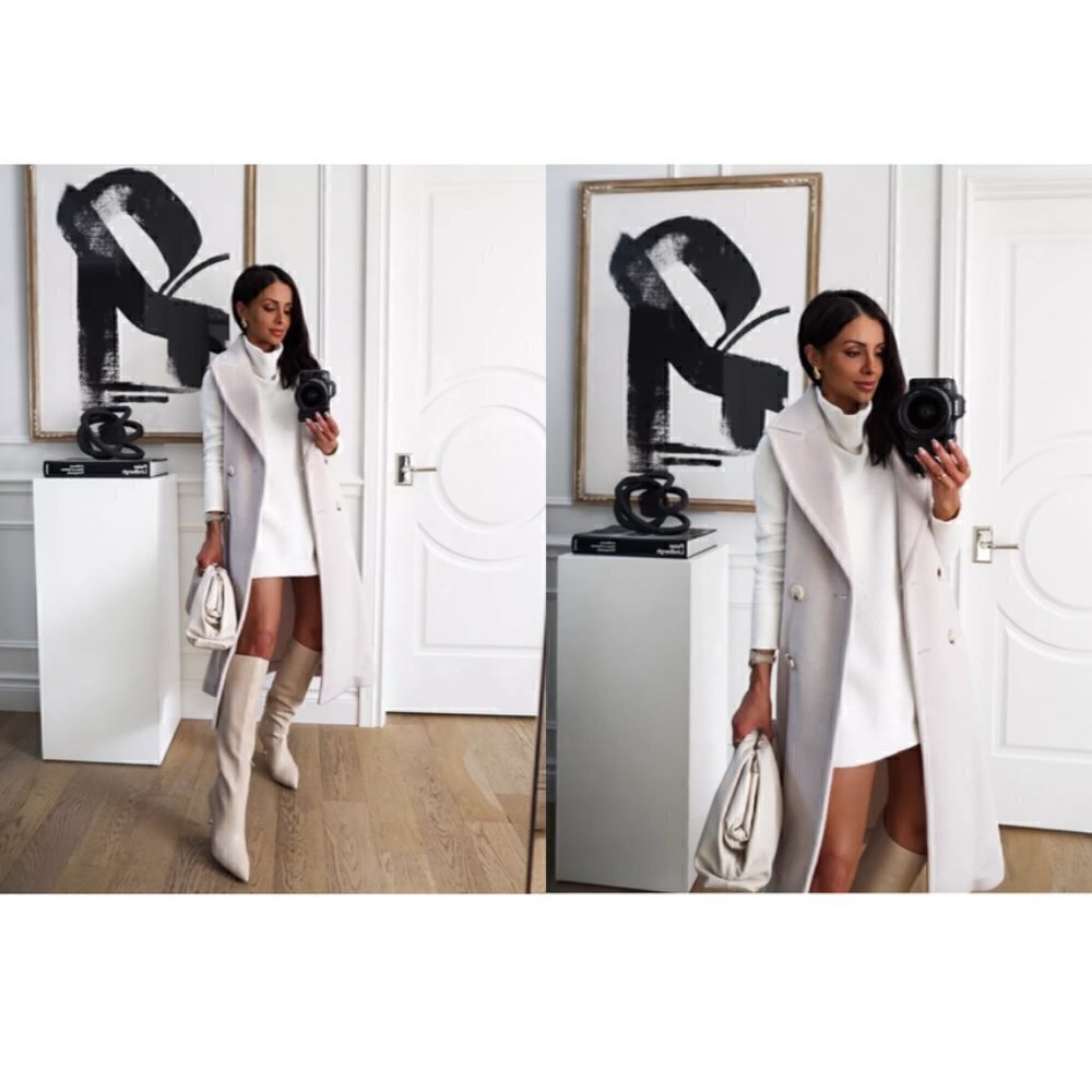 FREE PEOPLE Ottoman Slouchy Tunic Sweater Dress in Ivory Size Large - Picture 12 of 16